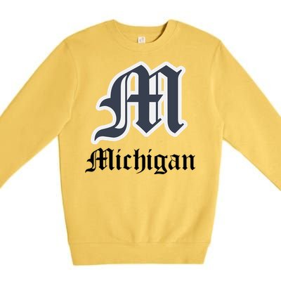 Michigan M Detroit D Logo Premium Crewneck Sweatshirt