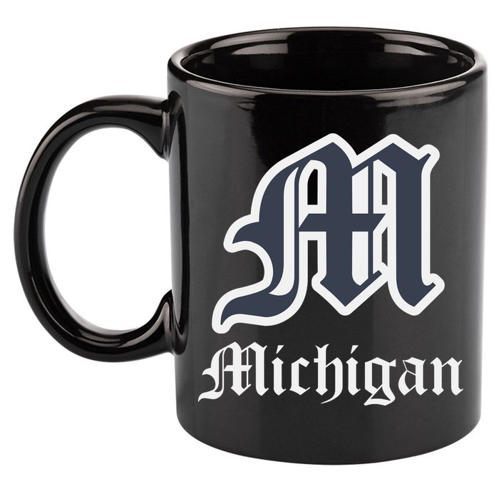 Michigan M Detroit D Logo 11oz C Handle Ceramic Mug
