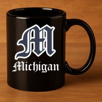 Michigan M Detroit D Logo 11oz C Handle Ceramic Mug