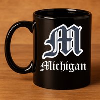Michigan M Detroit D Logo 11oz C Handle Ceramic Mug