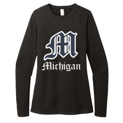 Michigan M Detroit D Logo Womens CVC Long Sleeve Shirt