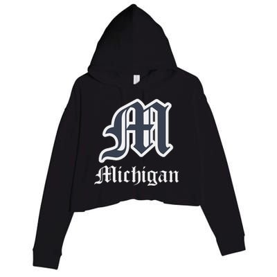 Michigan M Detroit D Logo Crop Fleece Hoodie