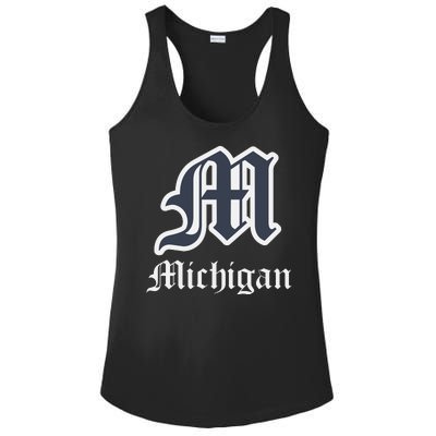 Michigan M Detroit D Logo Ladies PosiCharge Competitor Racerback Tank