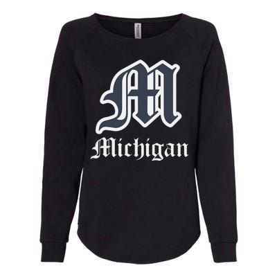 Michigan M Detroit D Logo Womens California Wash Sweatshirt