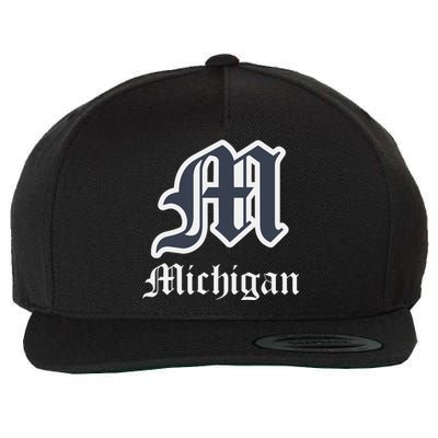 Michigan M Detroit D Logo Wool Snapback Cap