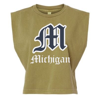 Michigan M Detroit D Logo Garment-Dyed Women's Muscle Tee