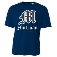 Michigan M Detroit D Logo Cooling Performance Crew T-Shirt