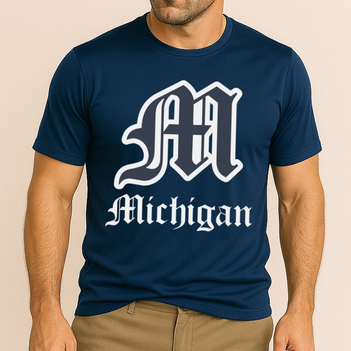 Michigan M Detroit D Logo Cooling Performance Crew T-Shirt
