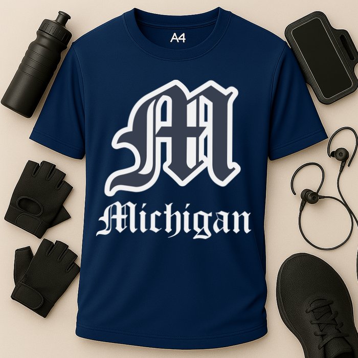 Michigan M Detroit D Logo Cooling Performance Crew T-Shirt
