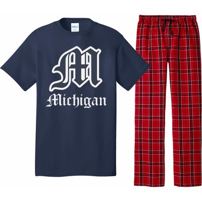 Michigan M Detroit D Logo Pajama Set