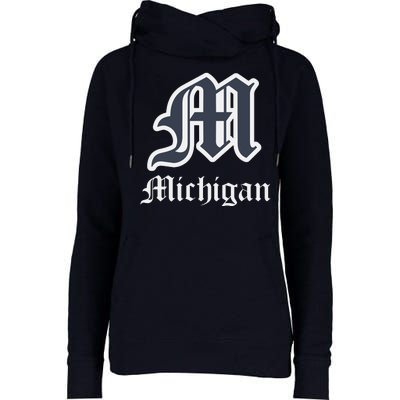 Michigan M Detroit D Logo Womens Funnel Neck Pullover Hood