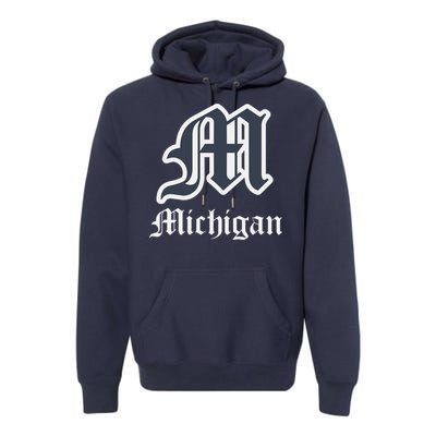 Michigan M Detroit D Logo Premium Hoodie