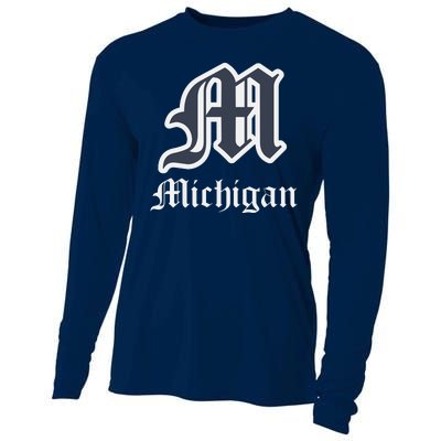 Michigan M Detroit D Logo Cooling Performance Long Sleeve Crew