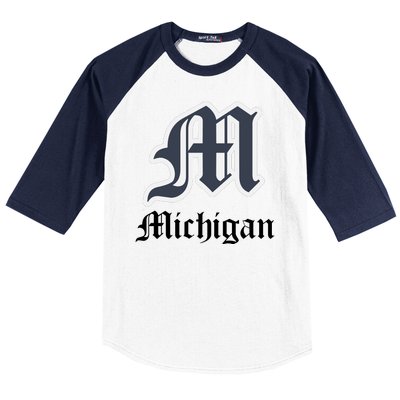 Michigan M Detroit D Logo Baseball Sleeve Shirt