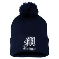 Michigan M Detroit D Logo Pom Pom 12in Knit Beanie