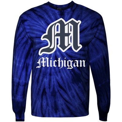 Michigan M Detroit D Logo Tie-Dye Long Sleeve Shirt