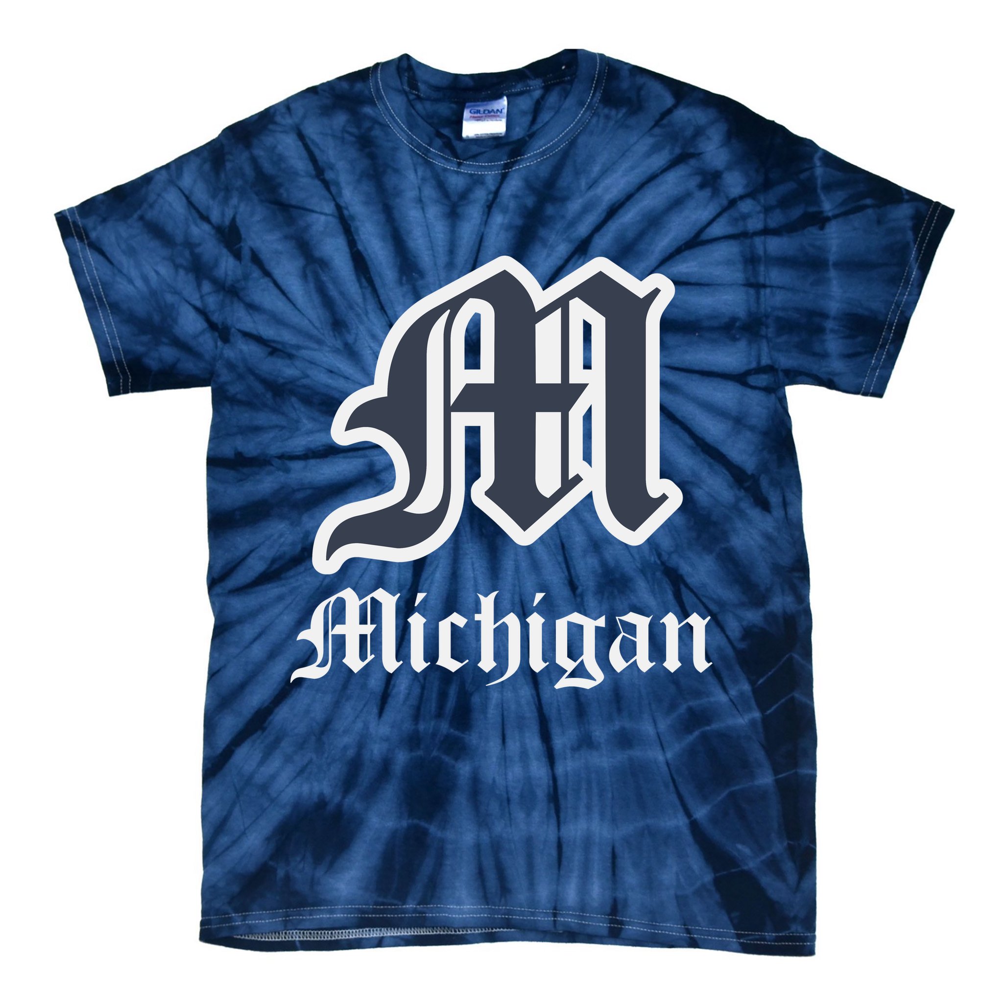 Michigan M Detroit D Logo Tie-Dye T-Shirt