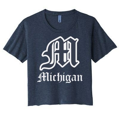 Michigan M Detroit D Logo Women's Crop Top Tee