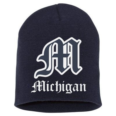 Michigan M Detroit D Logo Short Acrylic Beanie