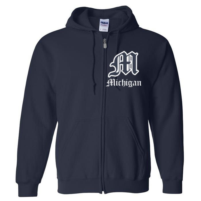 Michigan M Detroit D Logo Full Zip Hoodie