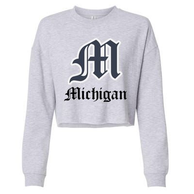 Michigan M Detroit D Logo Cropped Pullover Crew