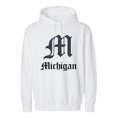 Michigan M Detroit D Logo Garment-Dyed Fleece Hoodie