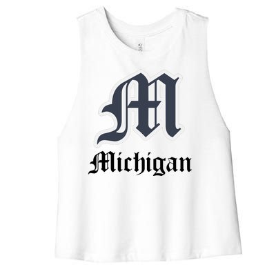 Michigan M Detroit D Logo Women's Racerback Cropped Tank