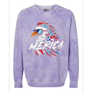 Merica Mullet Eagle Funny 4th Of July Colorblast Crewneck Sweatshirt