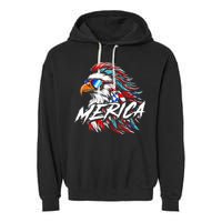 Merica Mullet Eagle Funny 4th Of July Garment-Dyed Fleece Hoodie