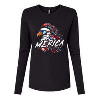 Merica Mullet Eagle Funny 4th Of July Womens Cotton Relaxed Long Sleeve T-Shirt