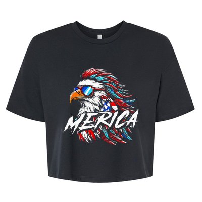 Merica Mullet Eagle Funny 4th Of July Bella+Canvas Jersey Crop Tee