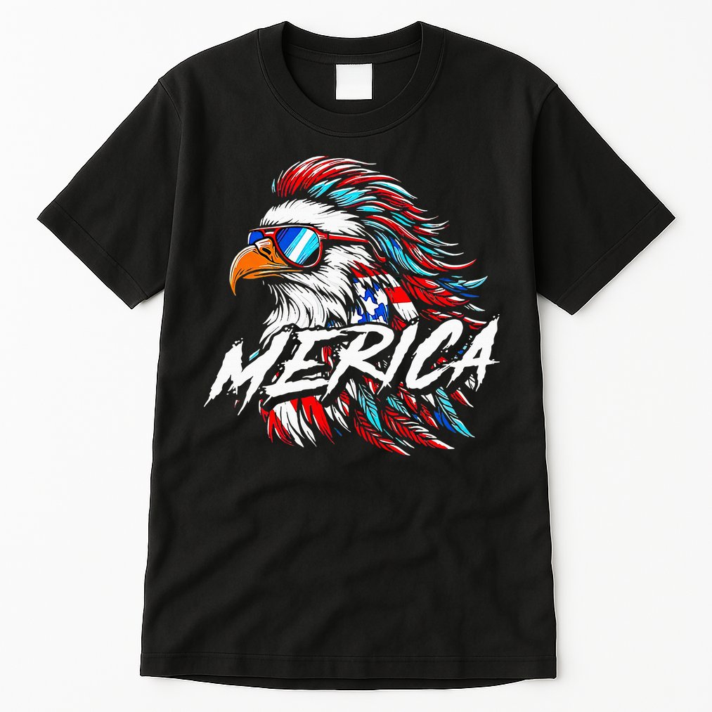 Merica Mullet Eagle Funny 4th Of July Tall T-Shirt