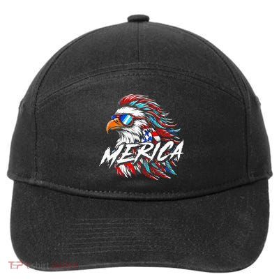 Merica Mullet Eagle Funny 4th Of July 7-Panel Snapback Hat
