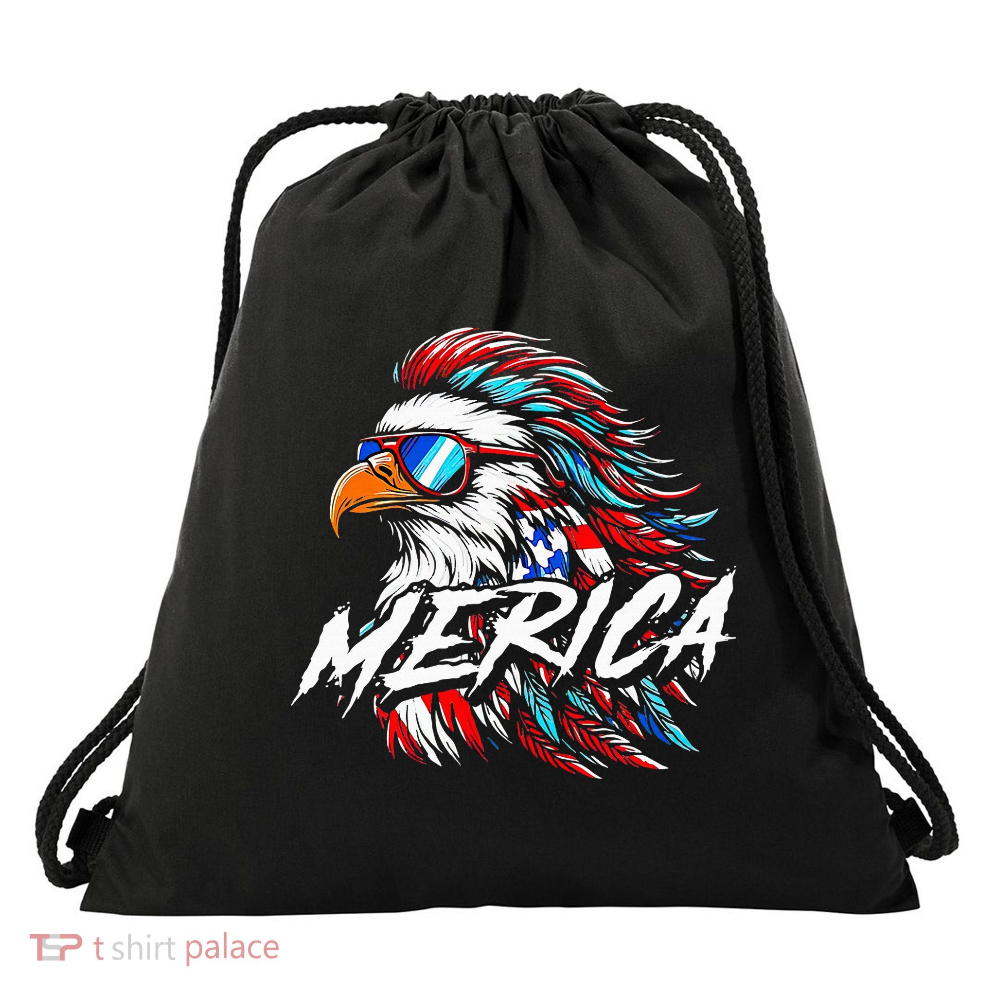 Merica Mullet Eagle Funny 4th Of July Drawstring Bag