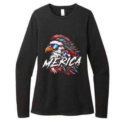 Merica Mullet Eagle Funny 4th Of July Womens CVC Long Sleeve Shirt