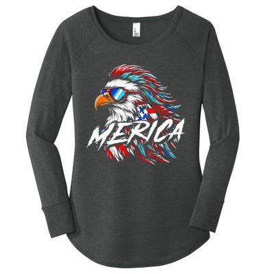 Merica Mullet Eagle Funny 4th Of July Women's Perfect Tri Tunic Long Sleeve Shirt