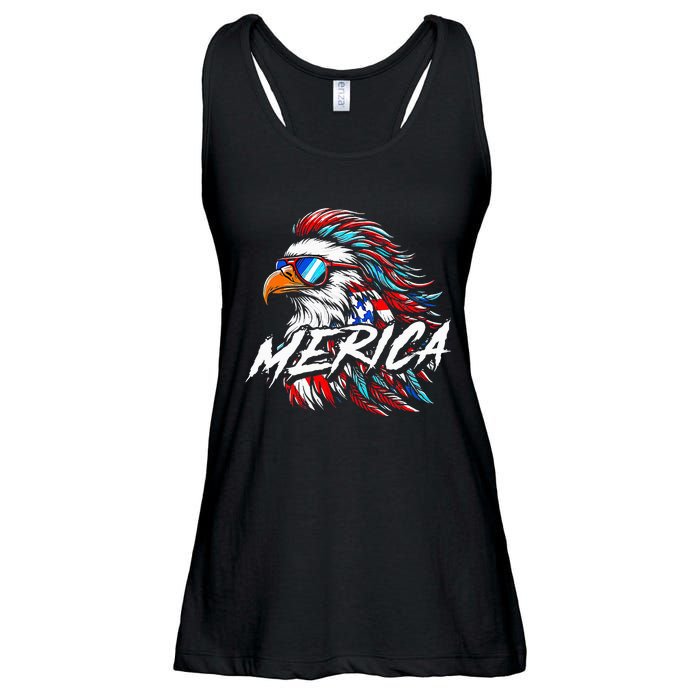 Merica Mullet Eagle Funny 4th Of July Ladies Essential Flowy Tank