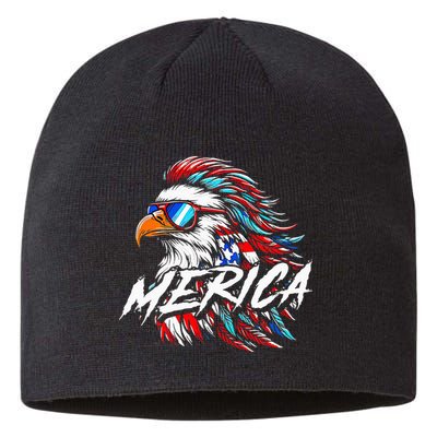Merica Mullet Eagle Funny 4th Of July Sustainable Beanie