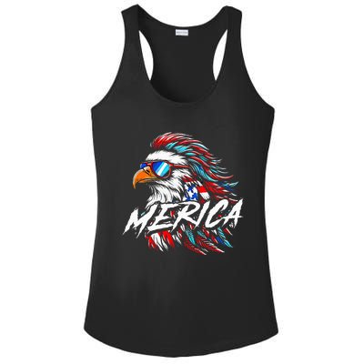 Merica Mullet Eagle Funny 4th Of July Ladies PosiCharge Competitor Racerback Tank