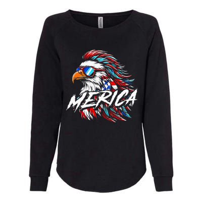 Merica Mullet Eagle Funny 4th Of July Womens California Wash Sweatshirt