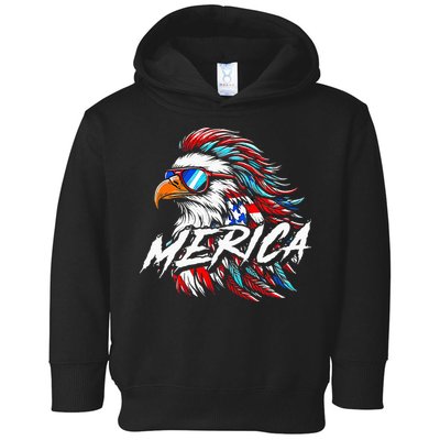 Merica Mullet Eagle Funny 4th Of July Toddler Hoodie