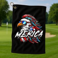 Merica Mullet Eagle Funny 4th Of July Golf Towel