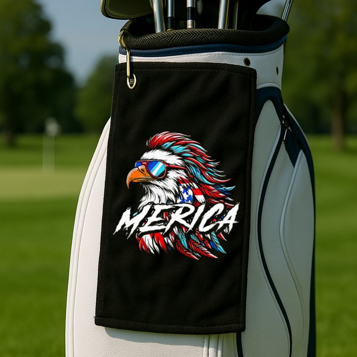 Merica Mullet Eagle Funny 4th Of July Golf Towel