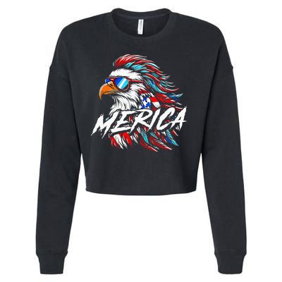 Merica Mullet Eagle Funny 4th Of July Cropped Pullover Crew