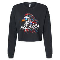 Merica Mullet Eagle Funny 4th Of July Cropped Pullover Crew