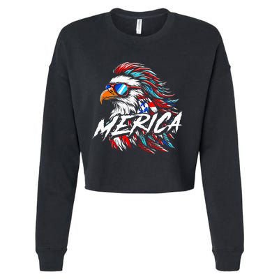 Merica Mullet Eagle Funny 4th Of July Cropped Pullover Crew