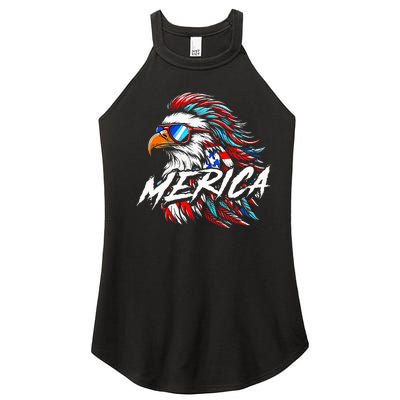 Merica Mullet Eagle Funny 4th Of July Women’s Perfect Tri Rocker Tank