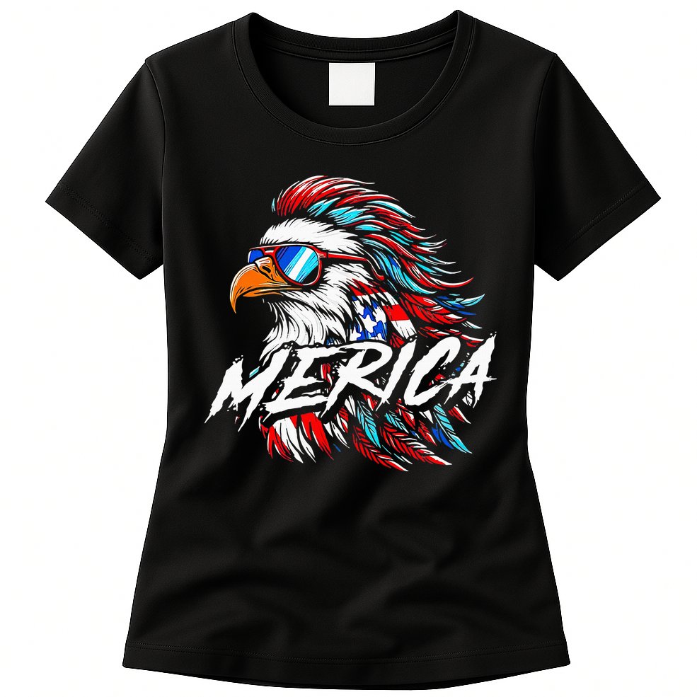 Merica Mullet Eagle Funny 4th Of July Womens T-Shirt