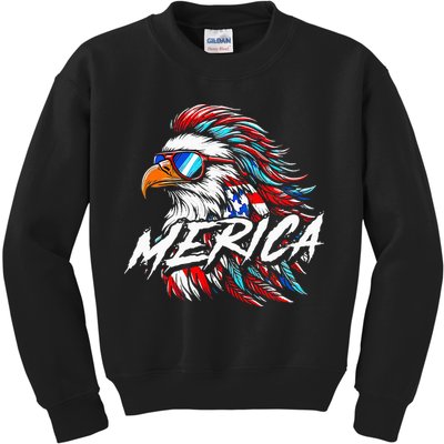 Merica Mullet Eagle Funny 4th Of July Kids Sweatshirt