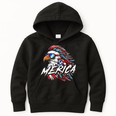 Merica Mullet Eagle Funny 4th Of July Kids Hoodie